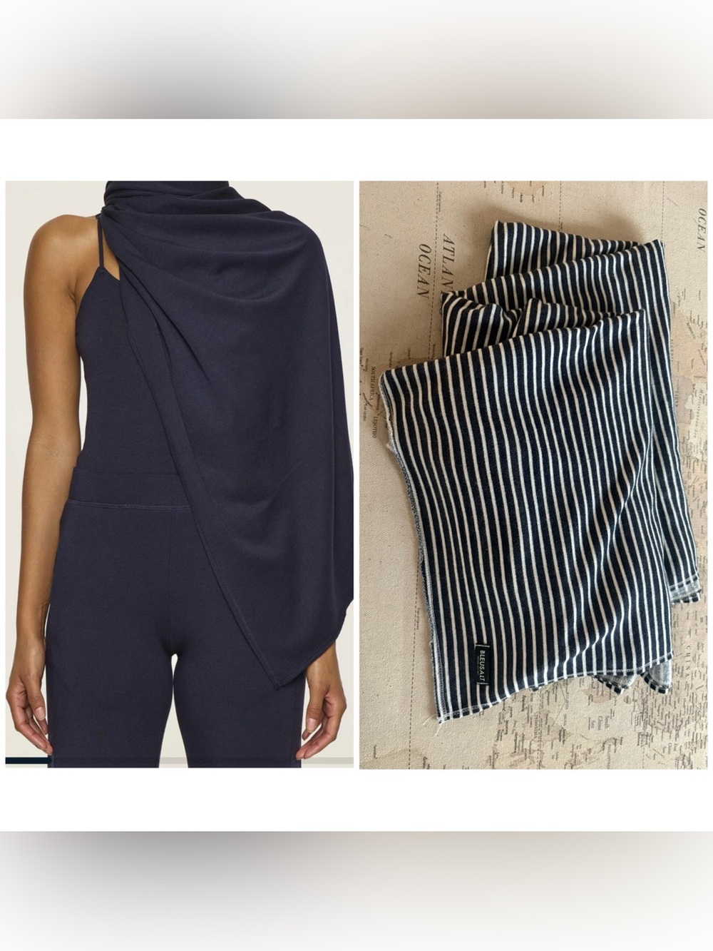 Bleusalt The Lite Wraps 1 Yard Signature Fabric Navy Stripe